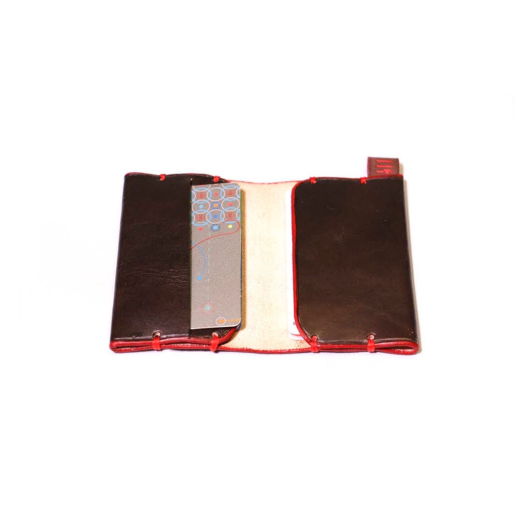 Devilish Slim Card Wallet- dark chocolate &amp; red