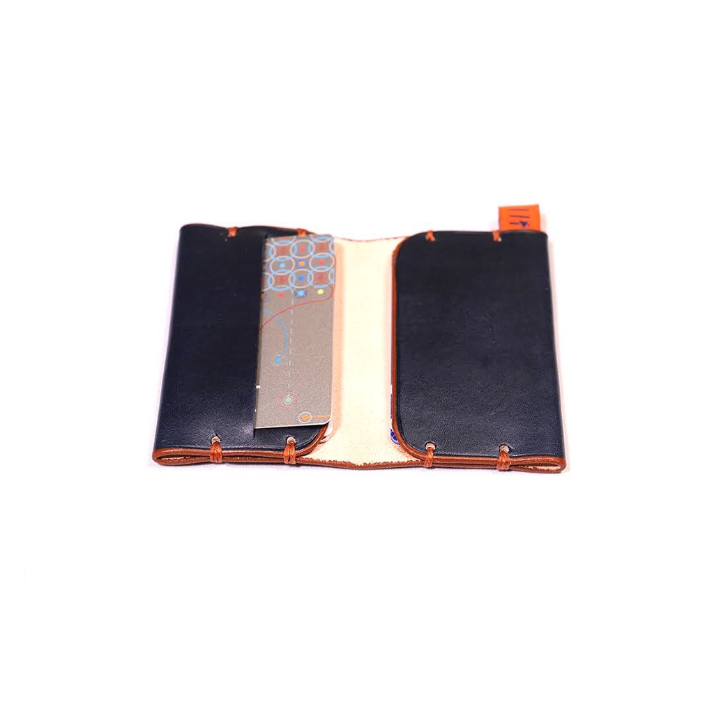 Hellish Slim Card Wallet- dark blue &amp; terracota